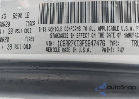 2015 Ram 1500 Express from USA, damaged, VIN 1C6RR7KT3FS647476